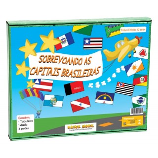 Sobrevoando capitais brasileiras, 06 peças, jogo tabuleiro, raciocínio, brinquedo educativo 7+